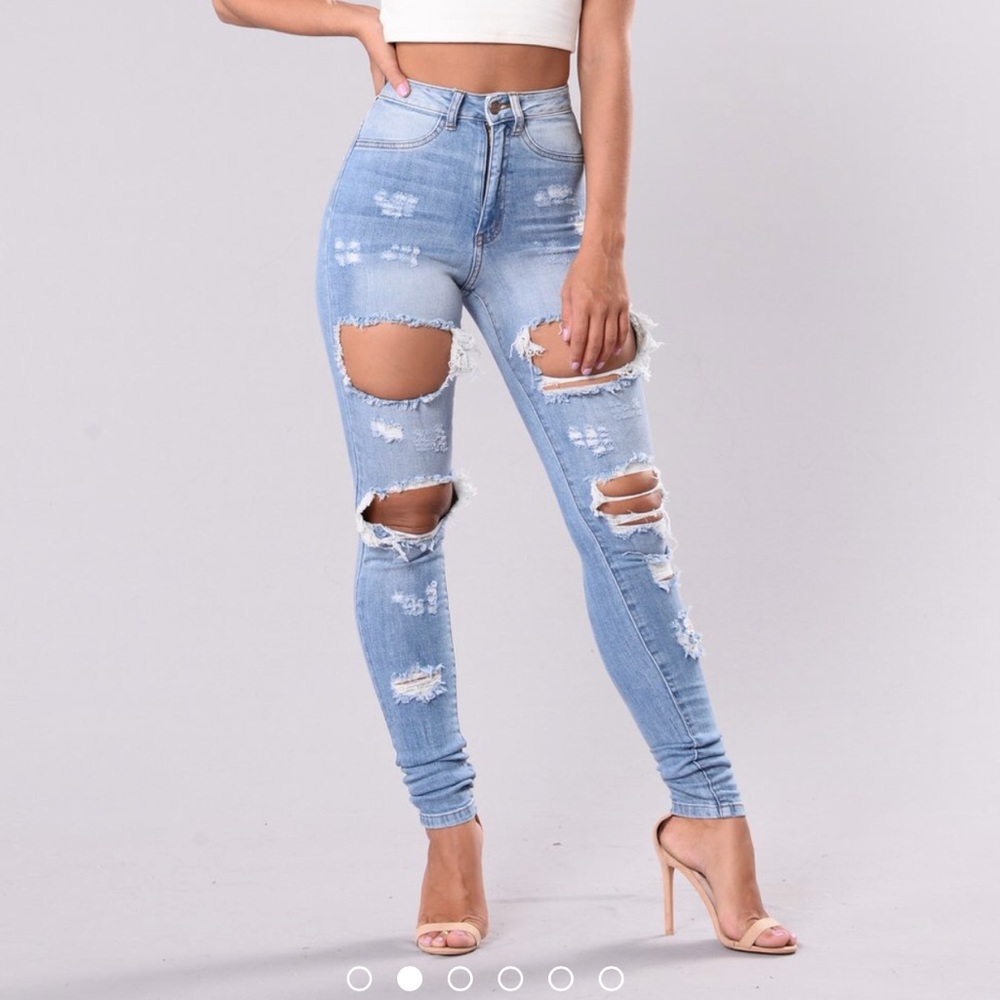 Fashion Nova High Rise Distressed Skinny Jeans